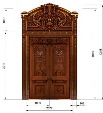 Doors (Chic double door with a crown and architraves in a classic style, DVR_0406) 3D models for cnc